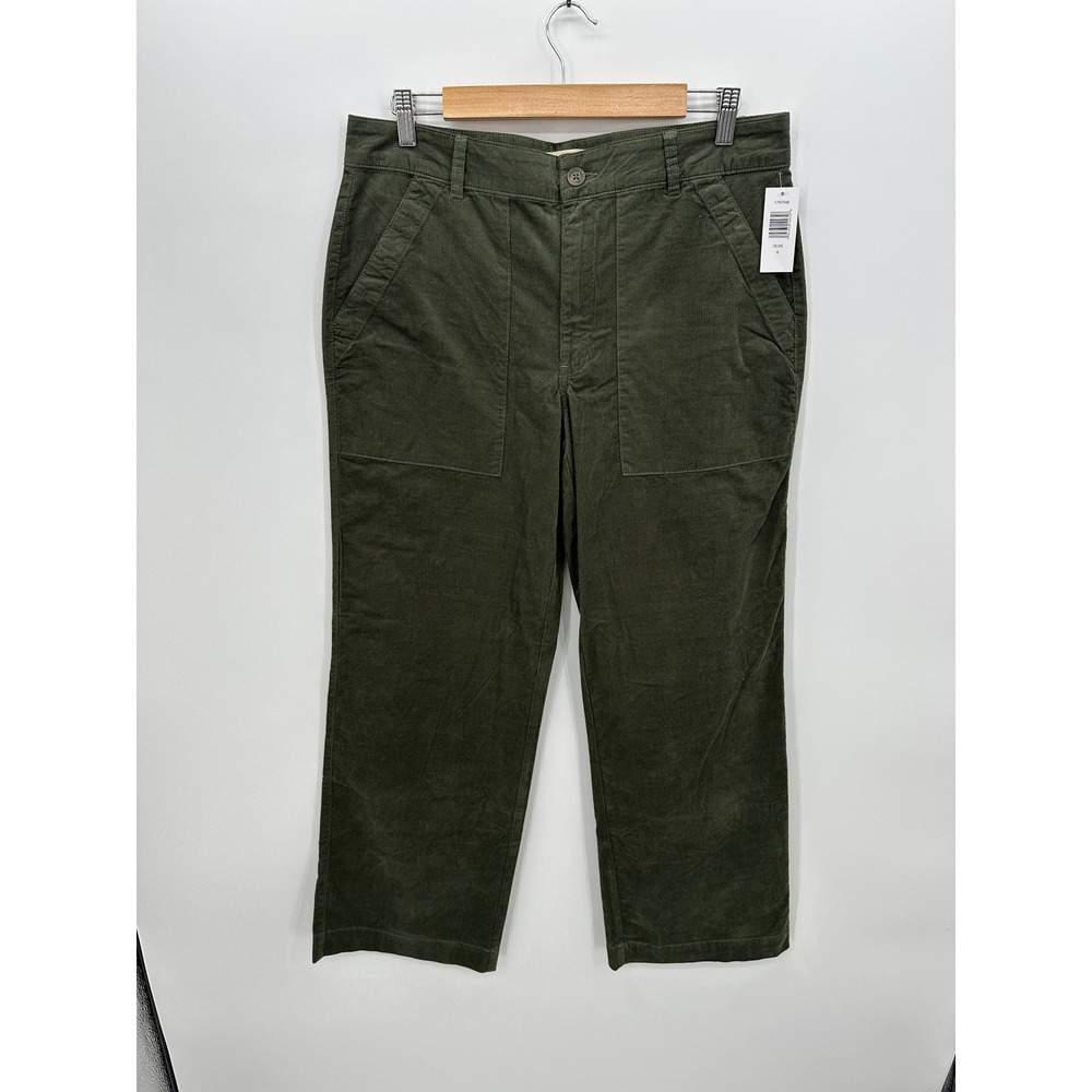 Weatherproof Vintage Womens Olive Green Corduroy Straight Leg Pants Size 6 NEW